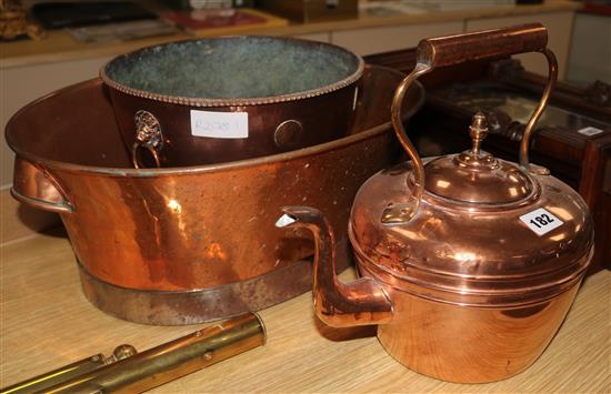 A quantity of copper ware